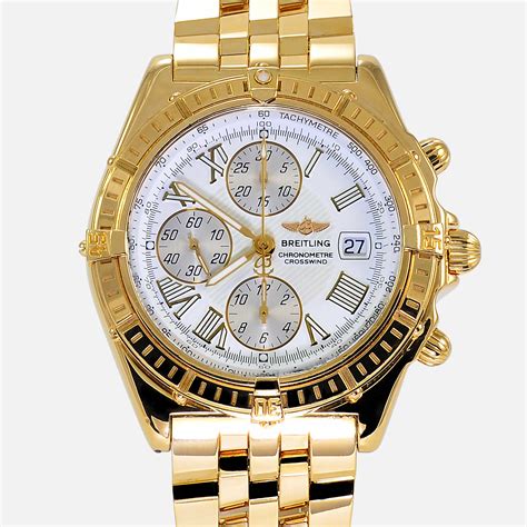 gold men's breitling watches|Breitling gold chronograph.